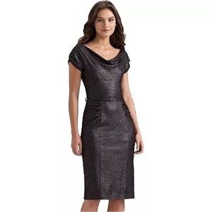 Diane von Furstenberg Black‎ Lurex Wool Sheath Dress Size 2